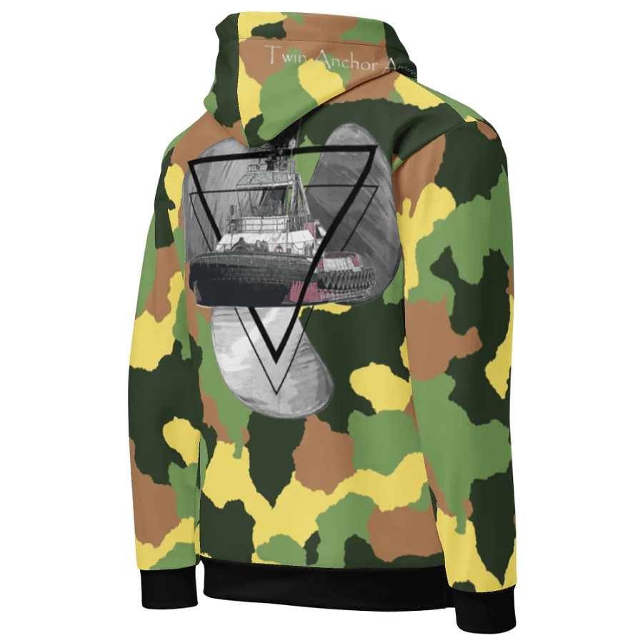 Green Camouflage Three blade prop triangle Athena tug Hoodie product image (10)