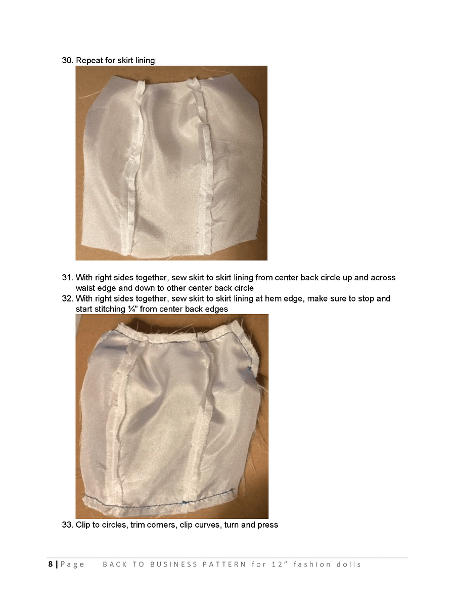 Back to Business sewing pattern for 12" fashion dolls product image (4)