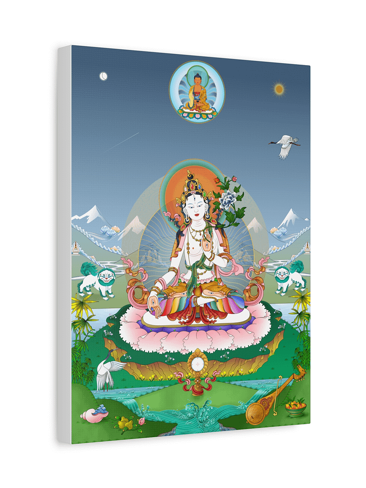 White Tara thankga canvas print product image (2)