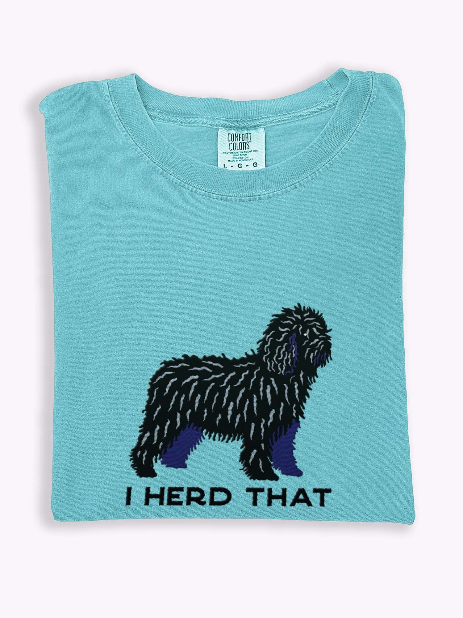 I Herd That T-Shirt(Embroidered) of a Spanish Water Dog(Black) product image (1)