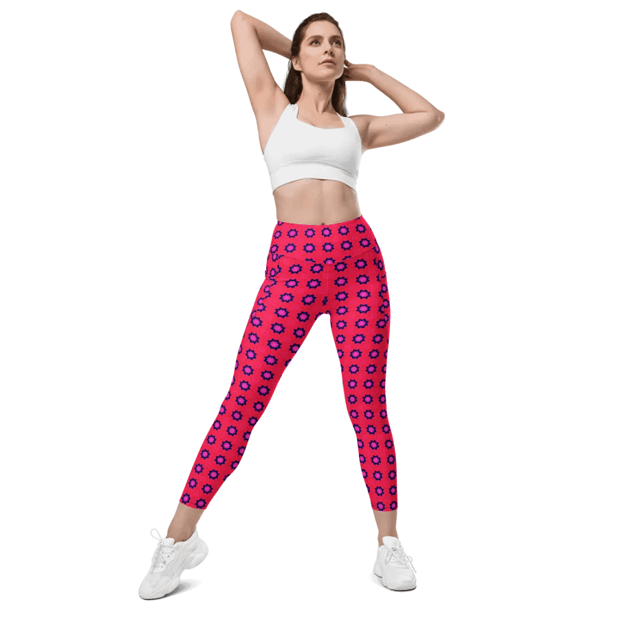 Abstract Red Ladies Leggings (with pockets) product image (8)