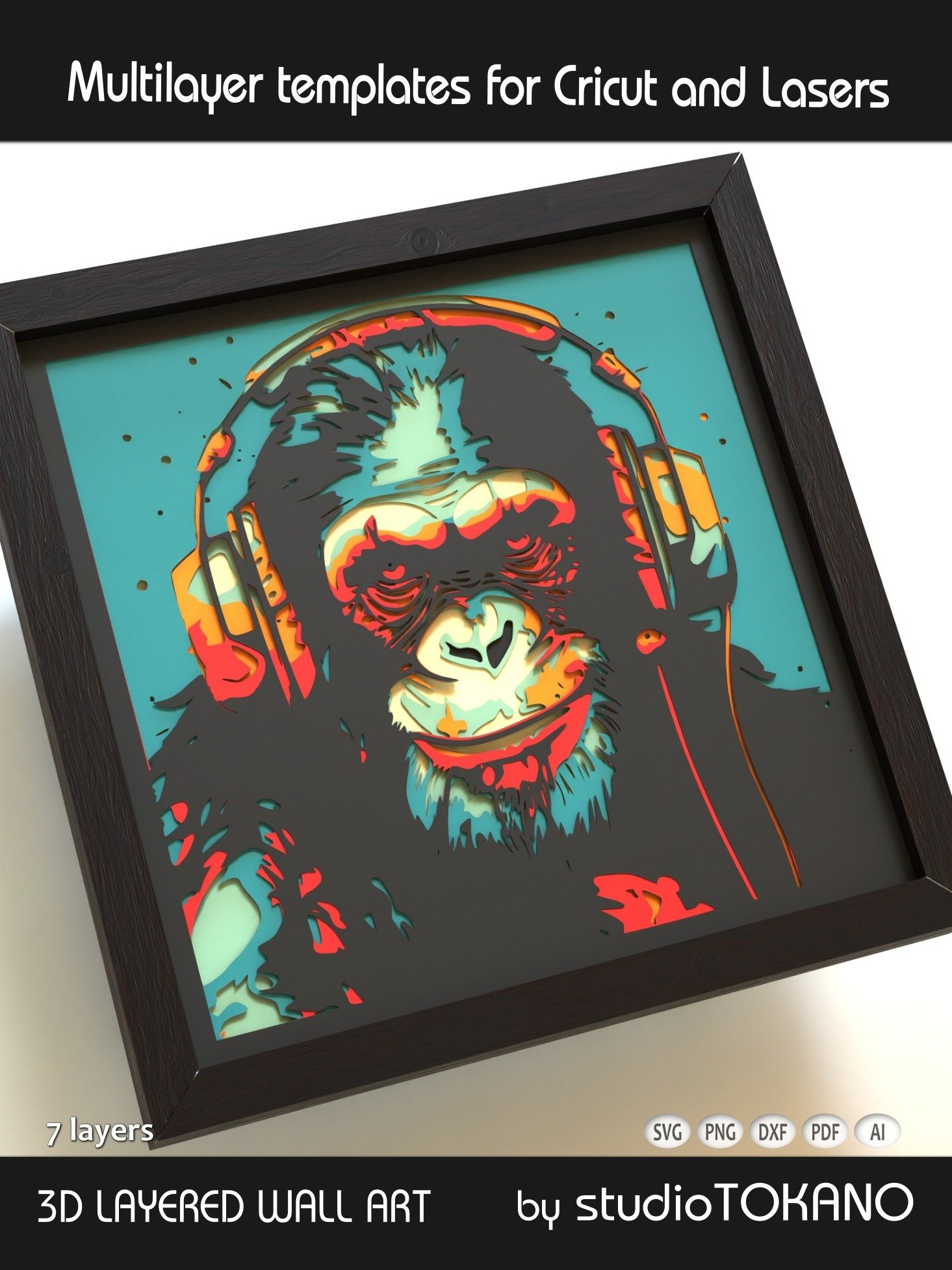 Chimpanzee 3D Cardstock art product image (4)