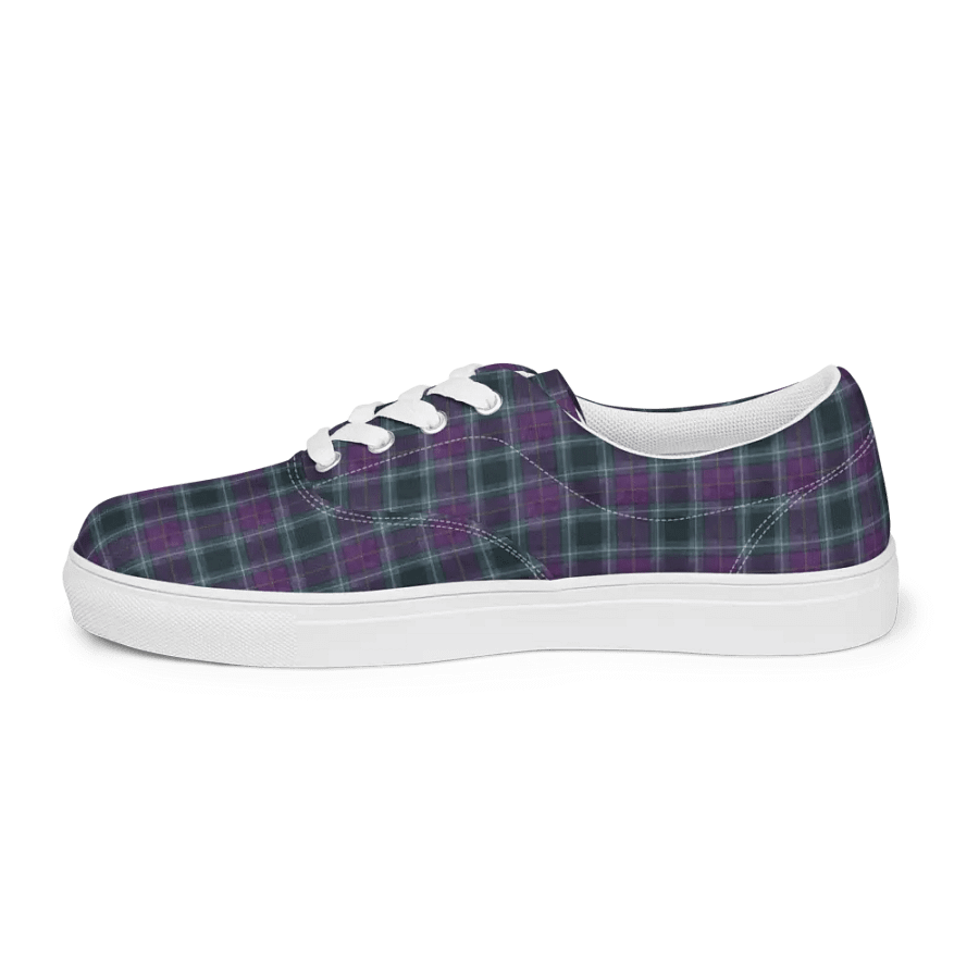 Purple/Green Plaid Women's Lace-Up Canvas Shoes product image (3)