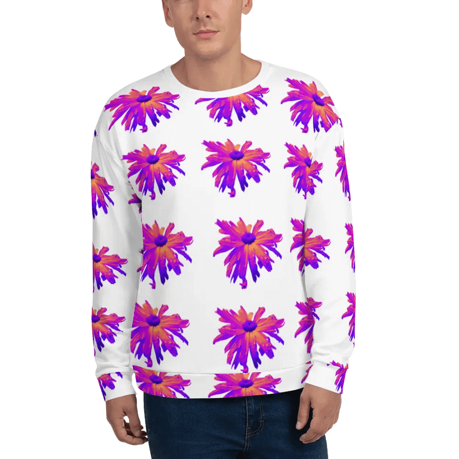 Abstract Pink Floating Daisy Flower Repeating Pattern Design Unisex Sweatshirt product image (7)