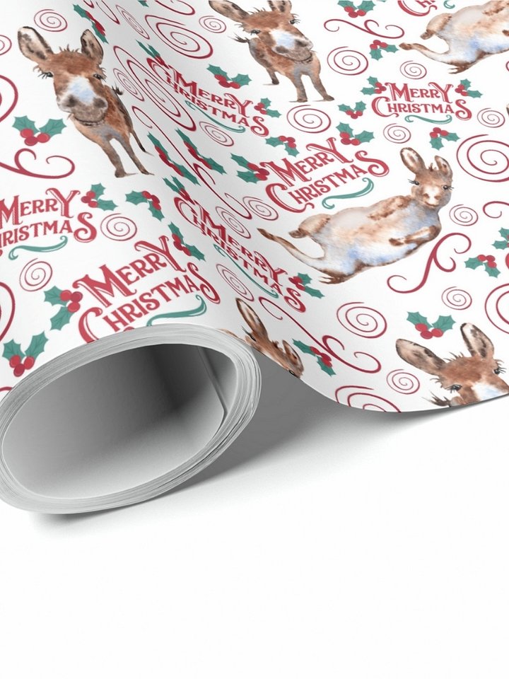 Donkey Merry Christmas Gift Wrapping Paper product image (1)