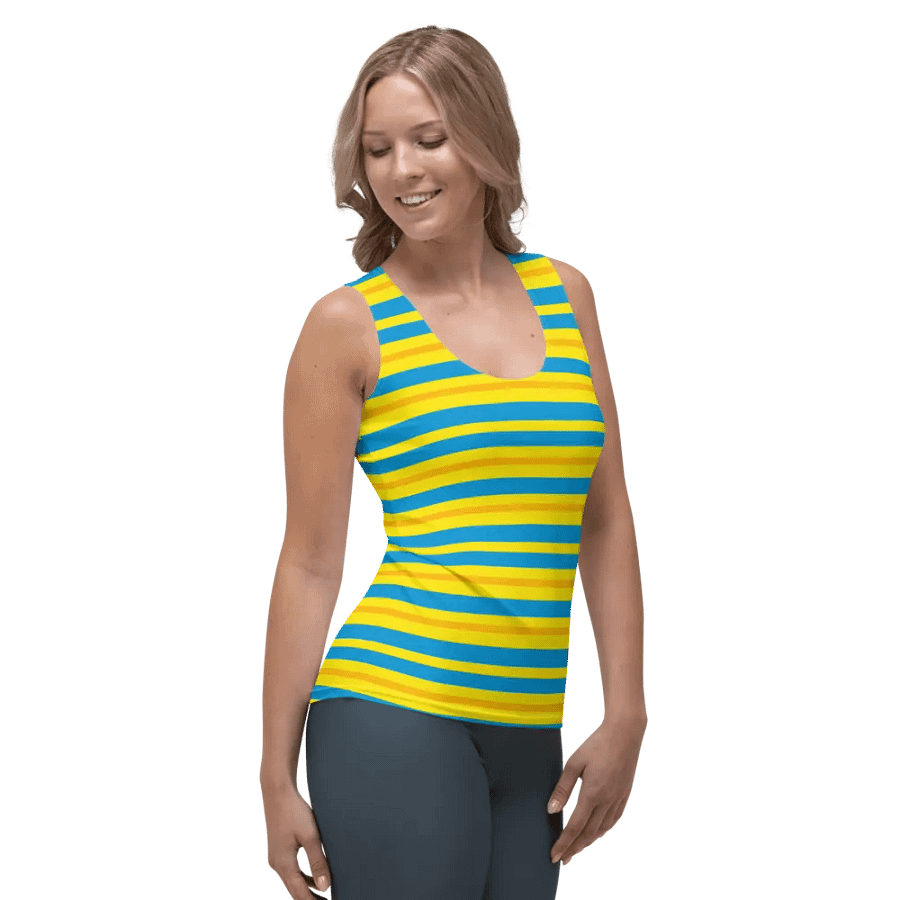 Cobalt Topaz Gold Striped Women's Tank Top product image (6)