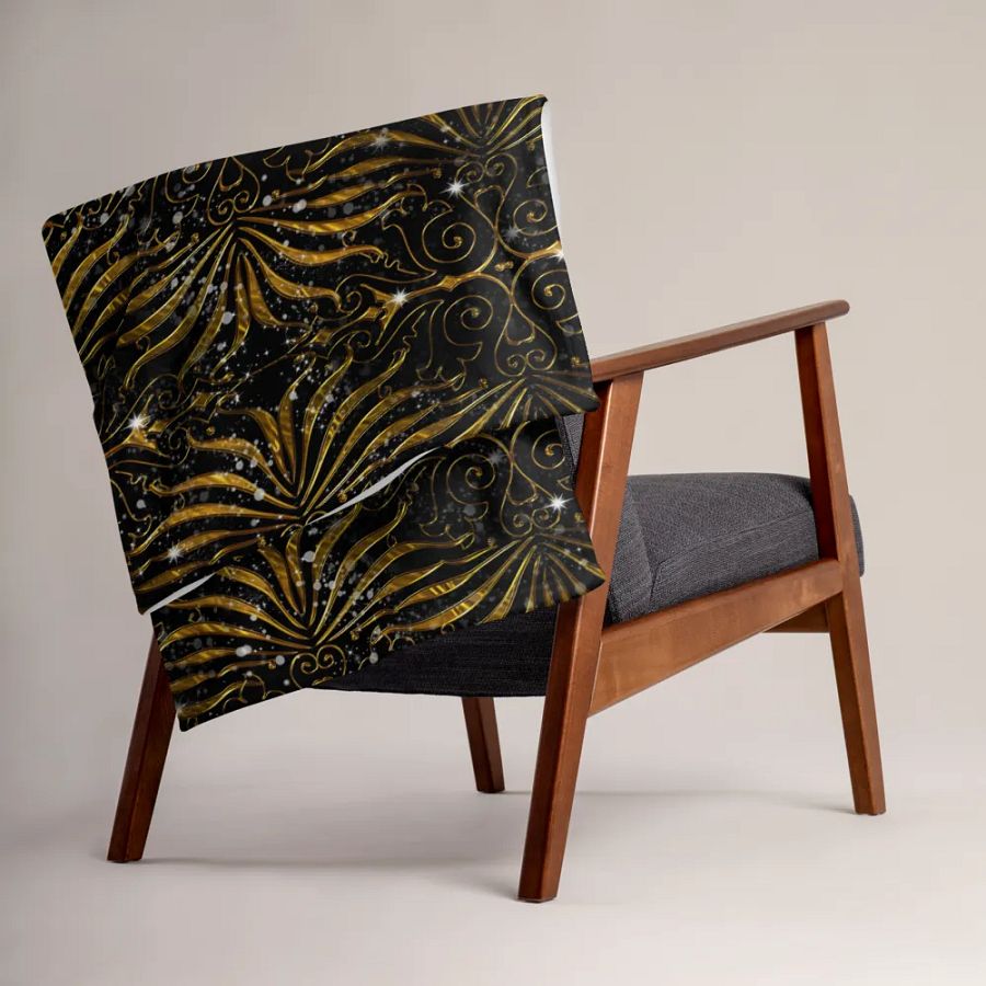 Black and Gold Victorian Sparkle Throw Blanket product image (15)