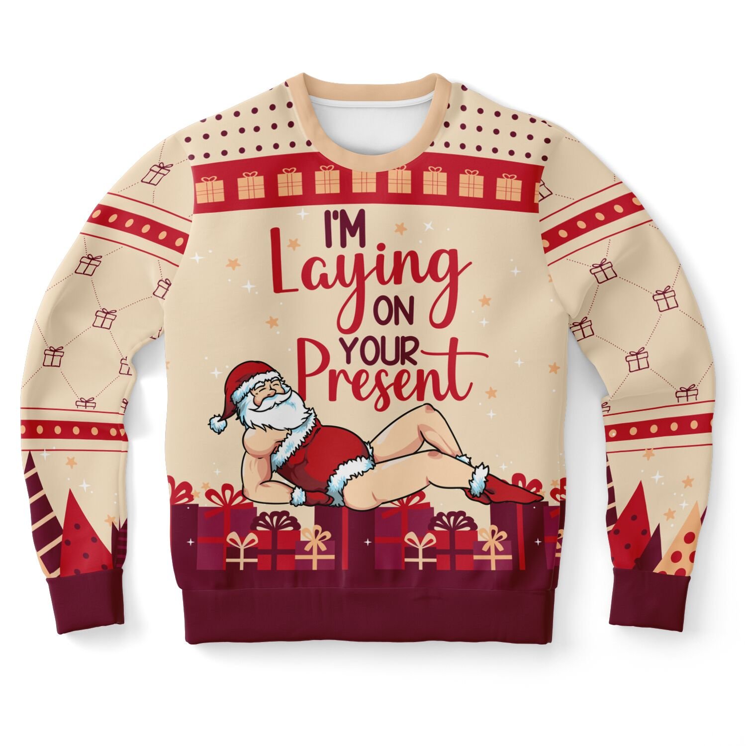 Naughty Santa Christmas Sweatshirt "I’m Laying On Your Present" | Funny Holiday Sweater for Parties | Playful & Festive Gift for Men & Women product image (9)