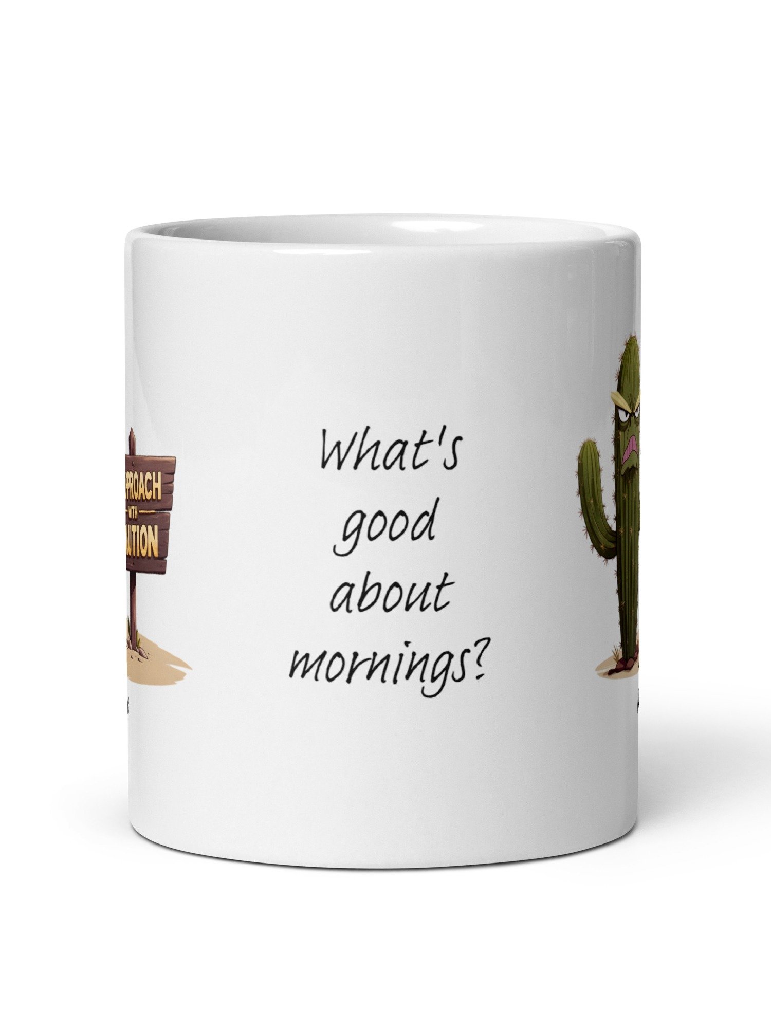 Personalized Grumpy Cactus Before Morning Coffee White Glossy Mug product image (3)