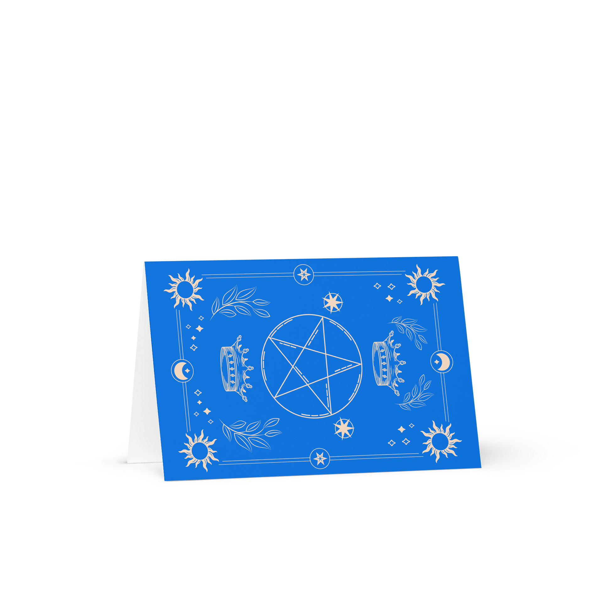 Crown and Pentagram Blue Tarot Card 4×6 Greeting Card product image (1)