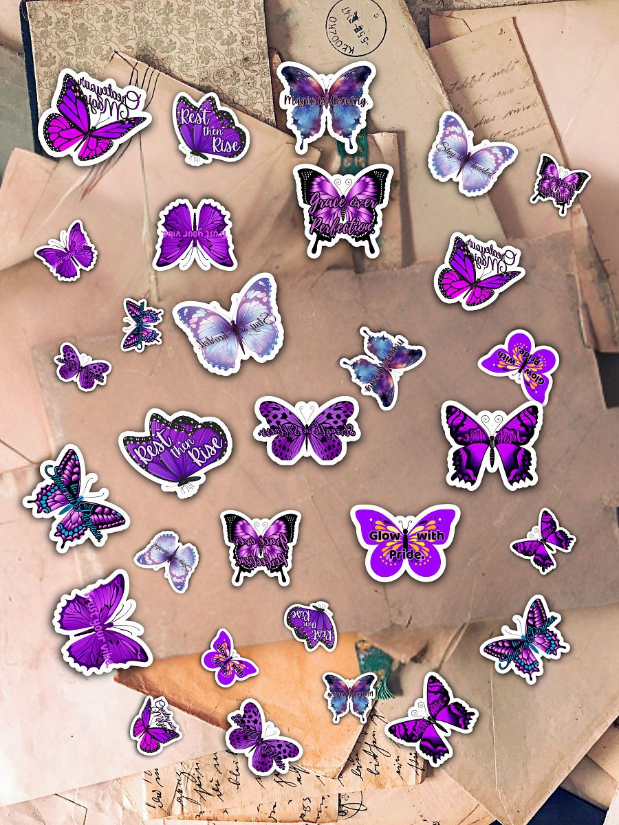 Just Me – Purple Butterfly Inspirational Quote Sticker product image (4)