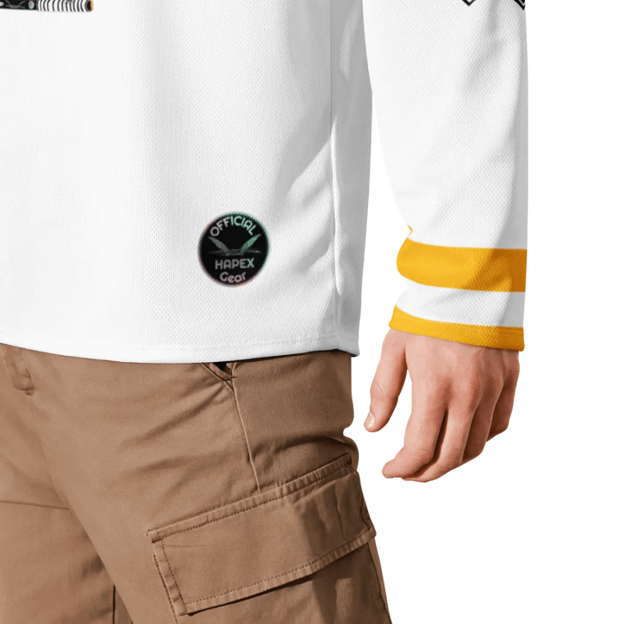 Recycled Hockey Fan Jersey - White - Black HApex Gear Black Logo product image (5)