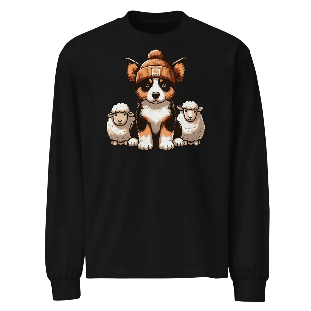 Cute Tricolor Border Collie with Sheep Long Sleeve Premium T-Shirt product image (1)