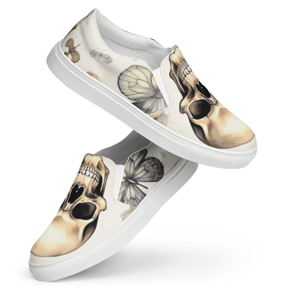 Women's Slip-On Canvas Shoes 💀 Vintage Vibe Skulls product image (7)
