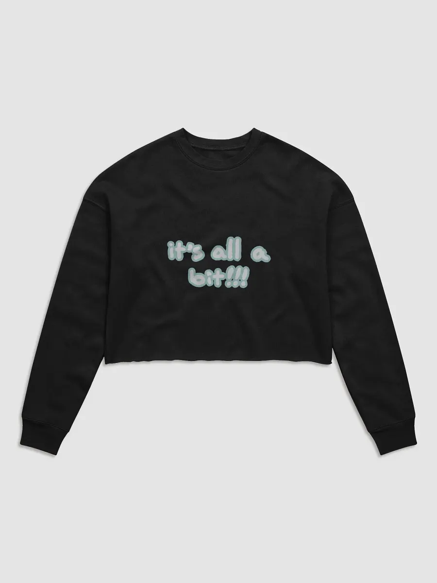 “It’s all a bit!!!” (sm. lined design, #CCE1C4) Women's Fleece Crop Sweatshirt product image (2)