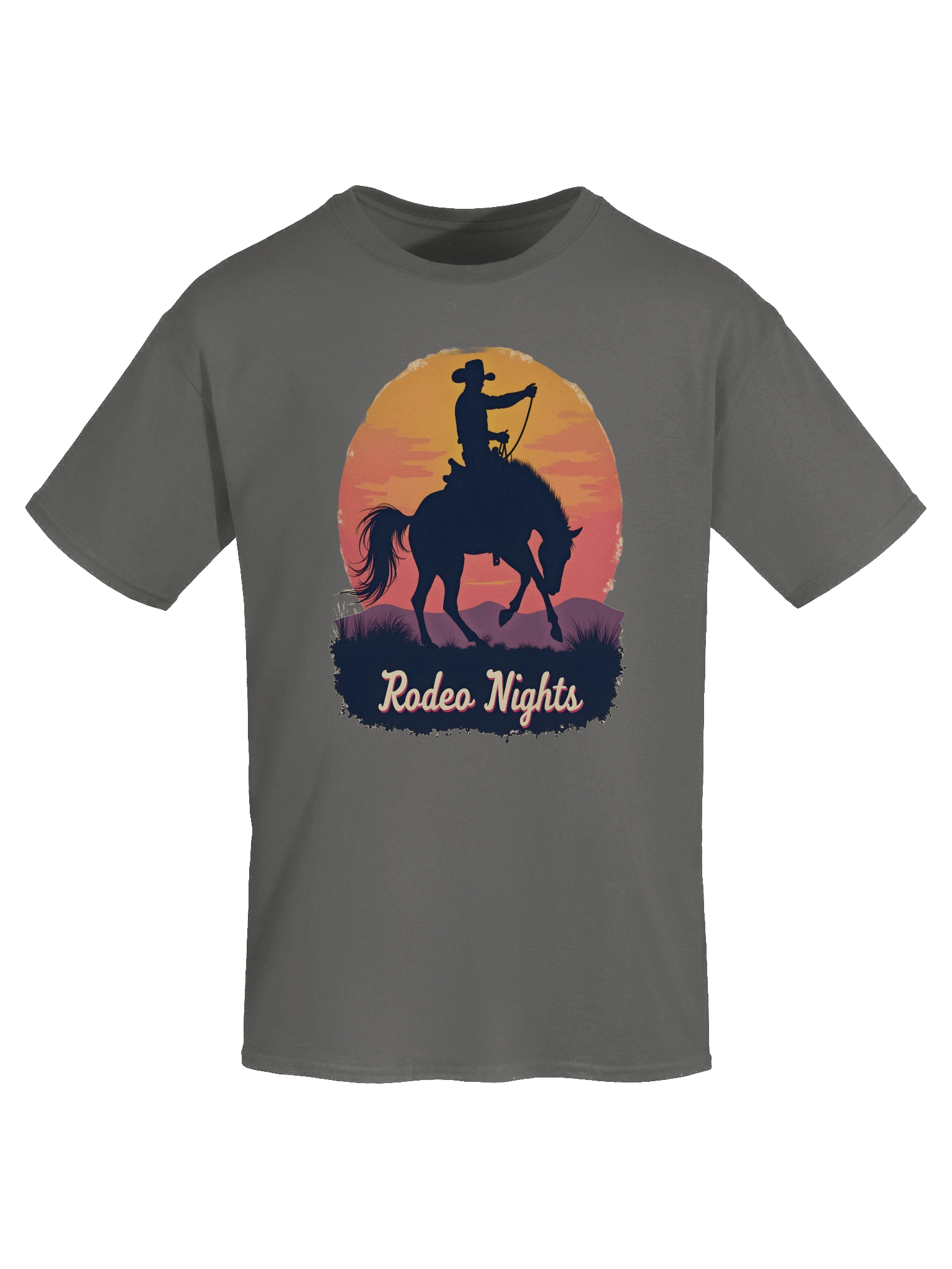 Rodeo Nights Vintage Western T-Shirt - Cowboy Horse Silhouette Sunset Tee for Country Lovers & Rodeo Fans product image (12)