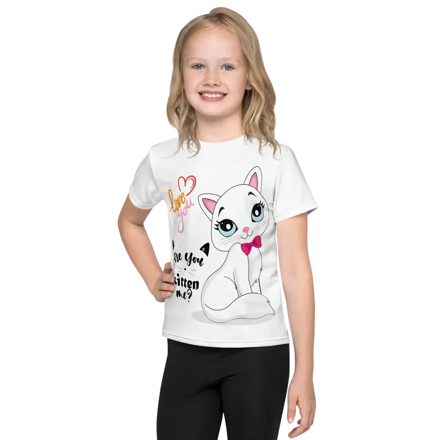 Kids Crew Neck T-Shirt Cute Kitten product image (1)