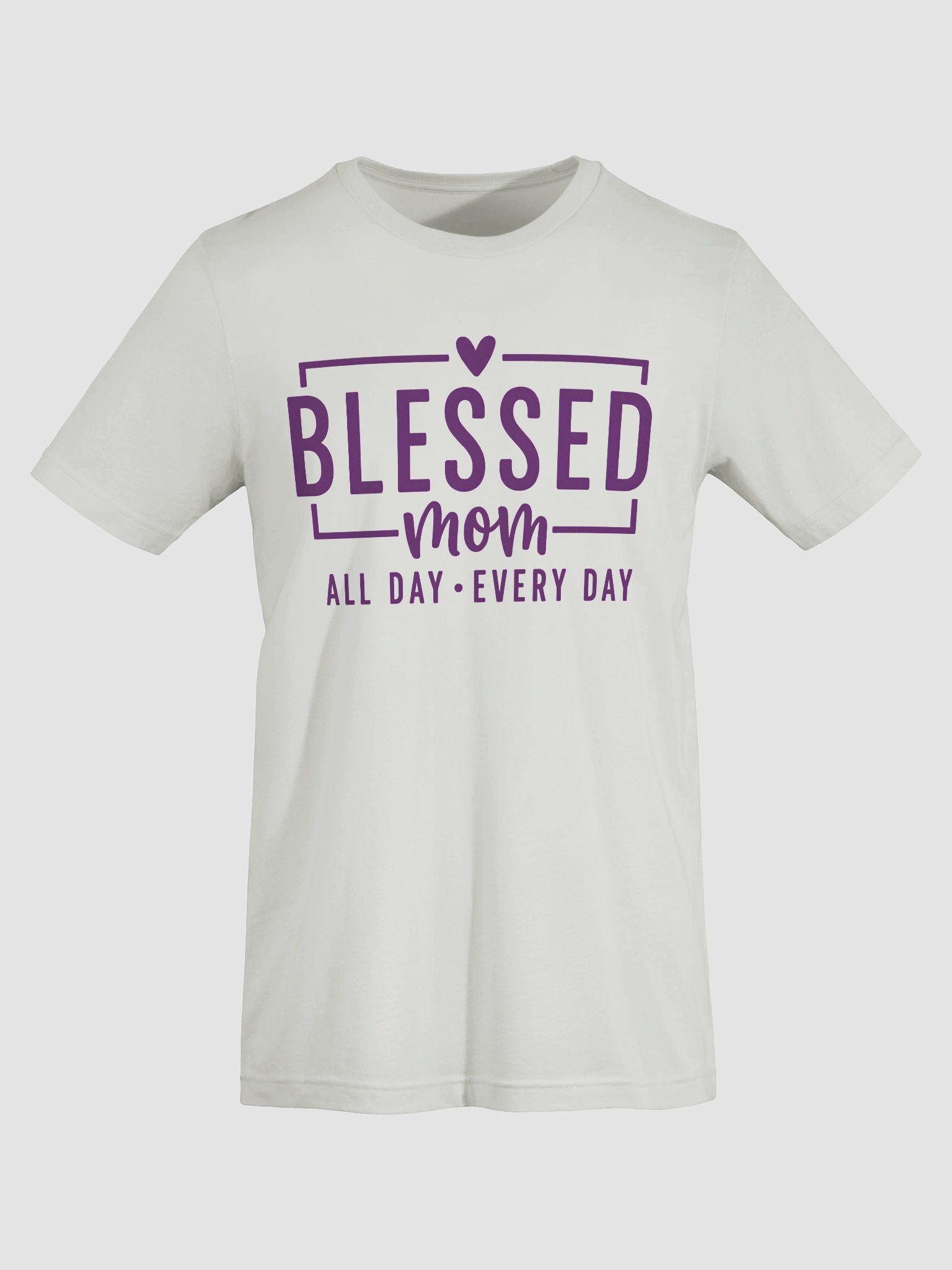 Blessed Mom T-Shirt | Framed Heart Script Design | All Day Every Day Motherhood Tee product image (7)
