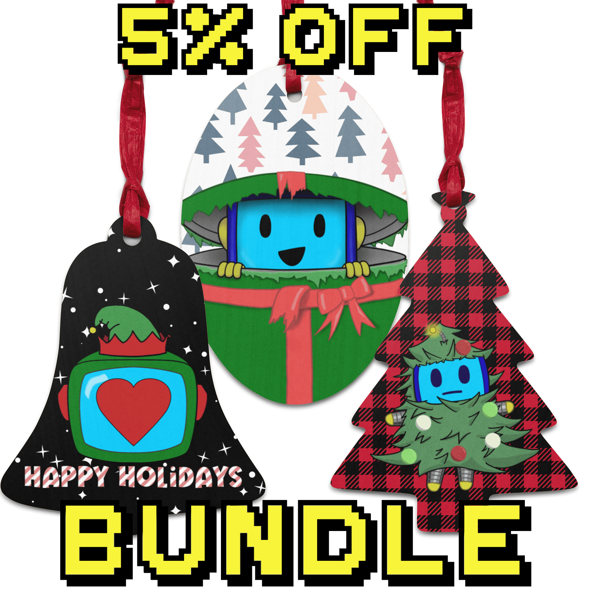 Holiday Ornament Bundle (Tree, Oval, Bell) product image (1)