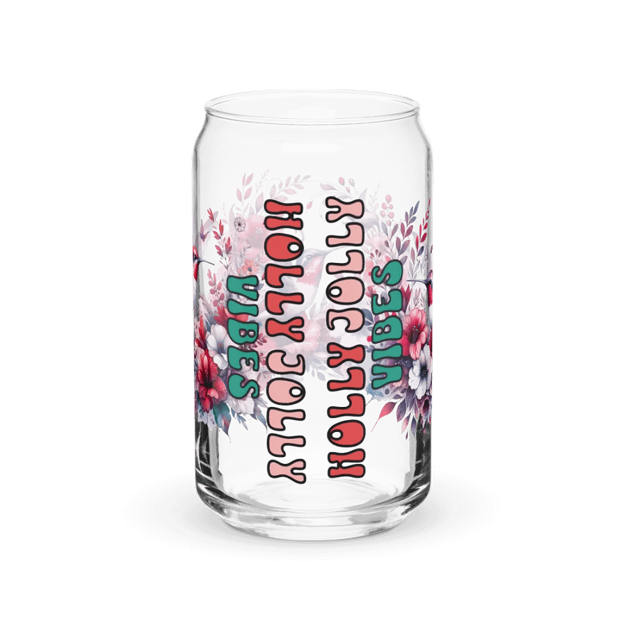 Holly Jolly Hummingbird And Flower Glass Can product image (3)