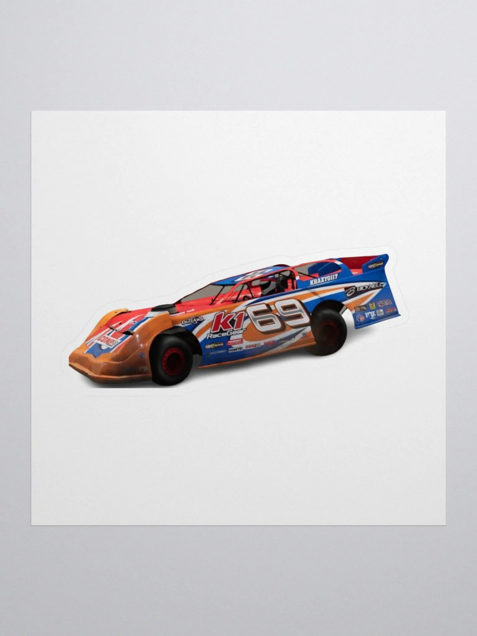 69 Dirt Late Model Car Sticker product image (1)