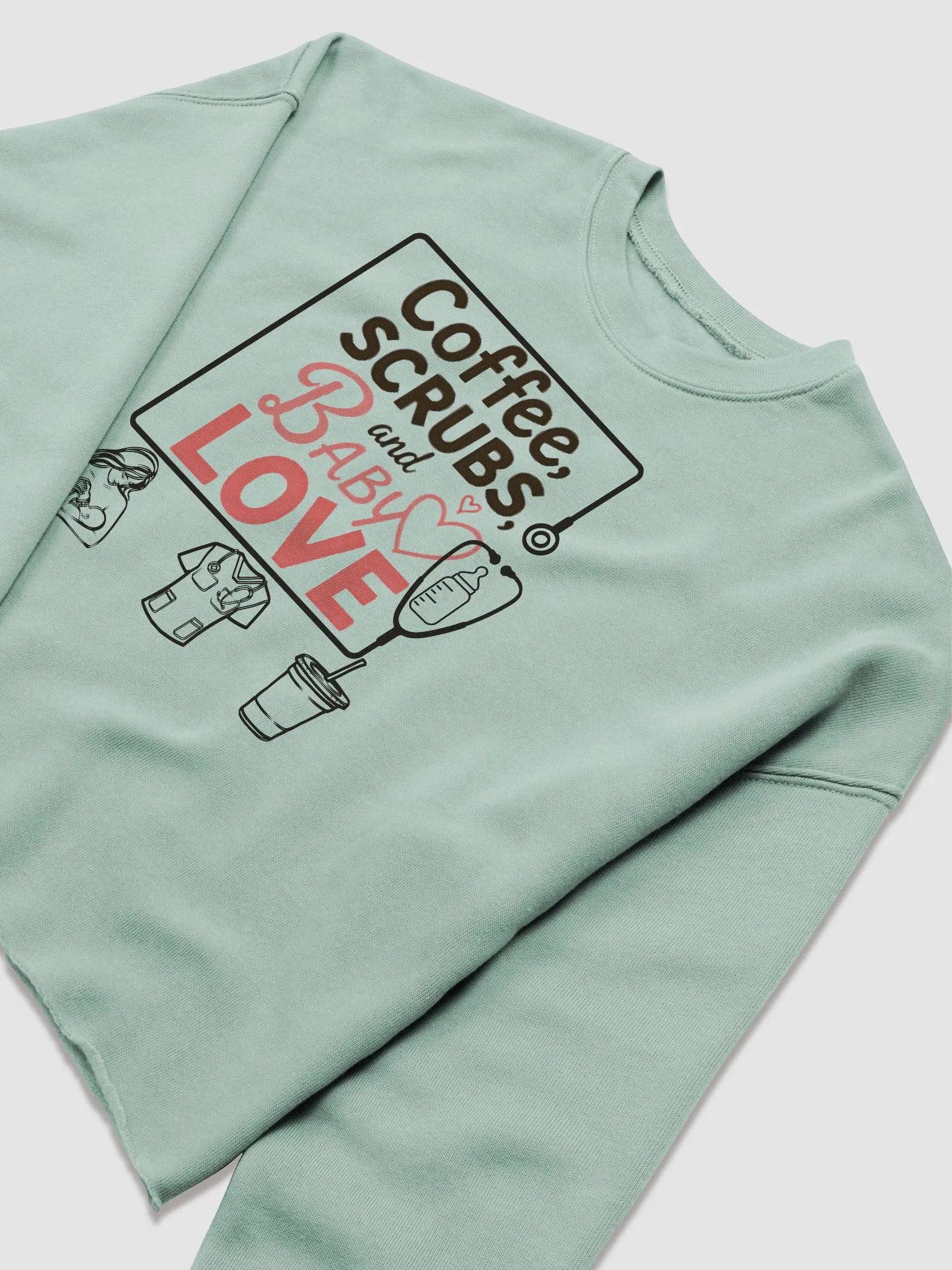 Coffee, Scrubs, and Baby Love Crop Sweatshirt product image (10)