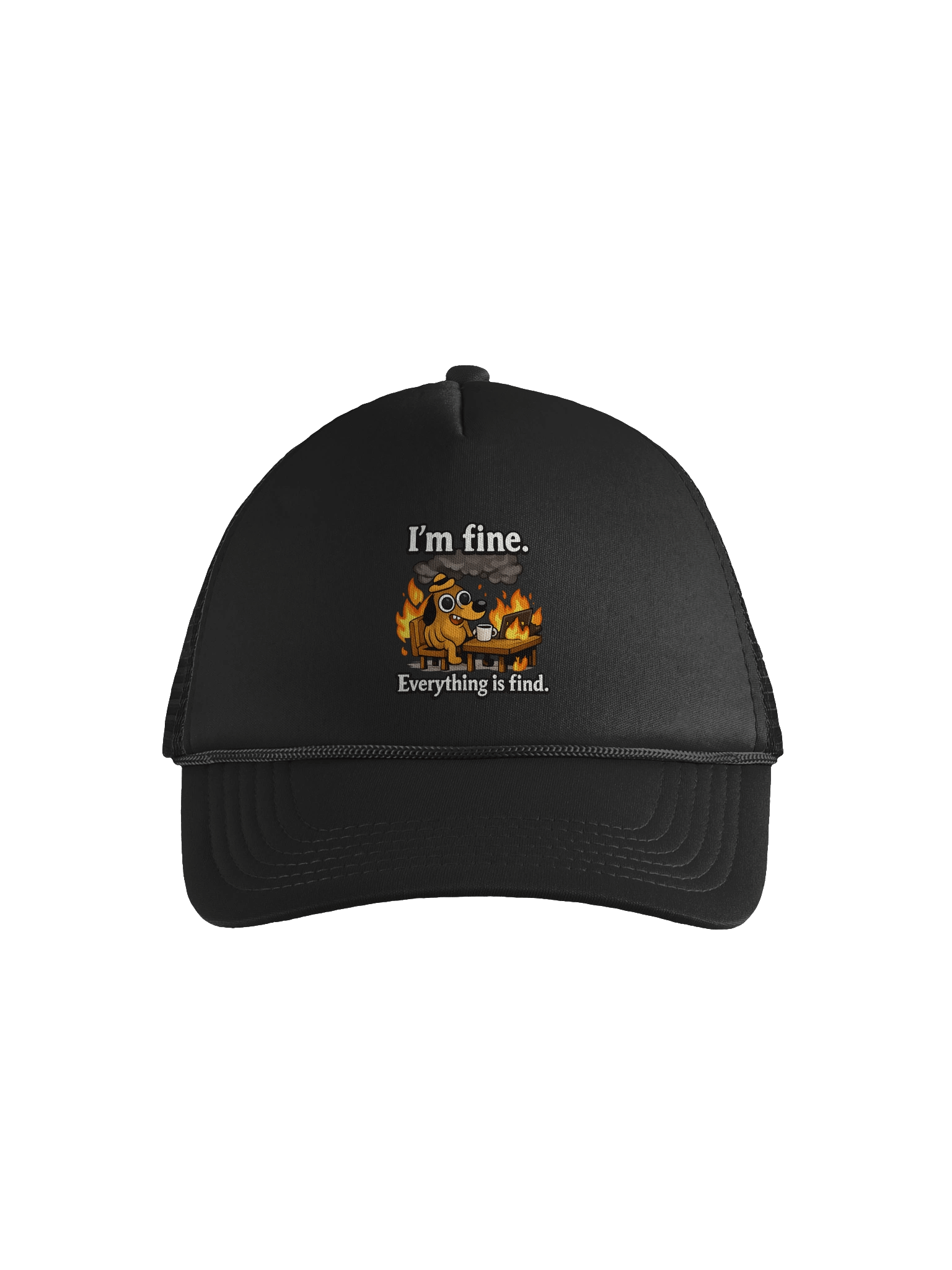 I'm Fine Everything Is Find Hat – Funny Chaos Meme Cap, Dark Humor Baseball Hat for Work Stress & Daily Life product image (1)