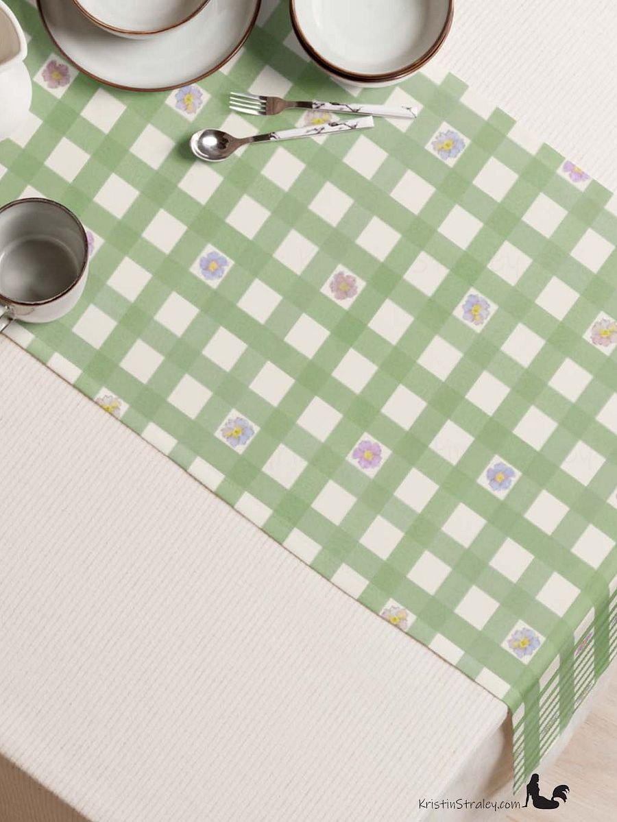 Gingham Blossoms Little Flowers on Gingham Table Runner product image (3)