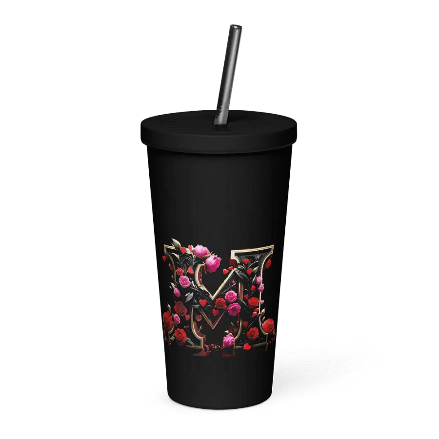 Valentine’s Monogram Letter M(1) Black Tumbler product image (2)