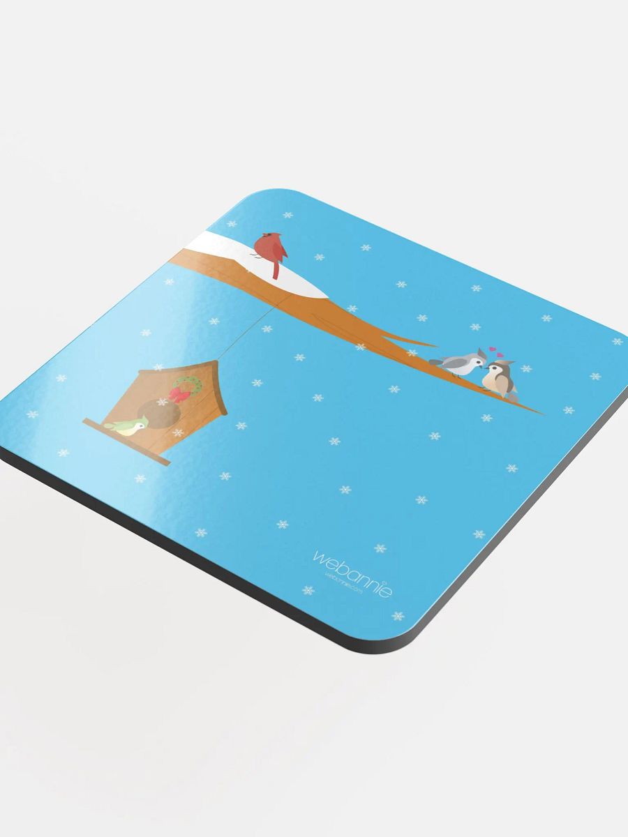 Glossed Cork Coaster - Birds' Christmas product image (4)