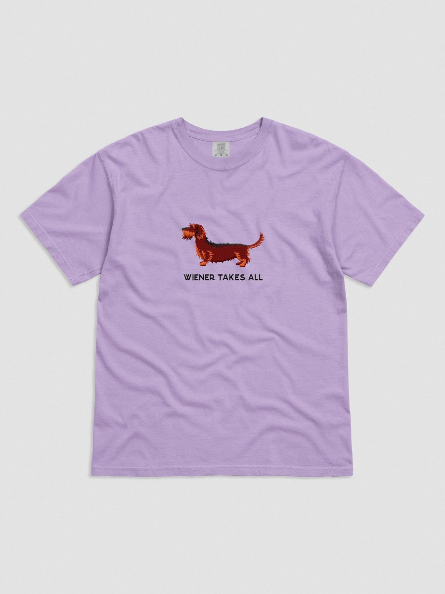Wiener Takes All T-Shirt(Embroidered) of a Wirehaired Dachshund(Red & Tan) product image (41)