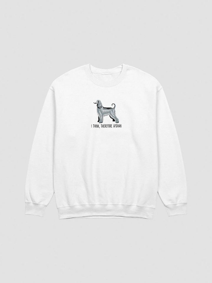 I Think Therefore Afghan Sweatshirt (Embroidered) of an Afghan Hound(Blue) product image (10)