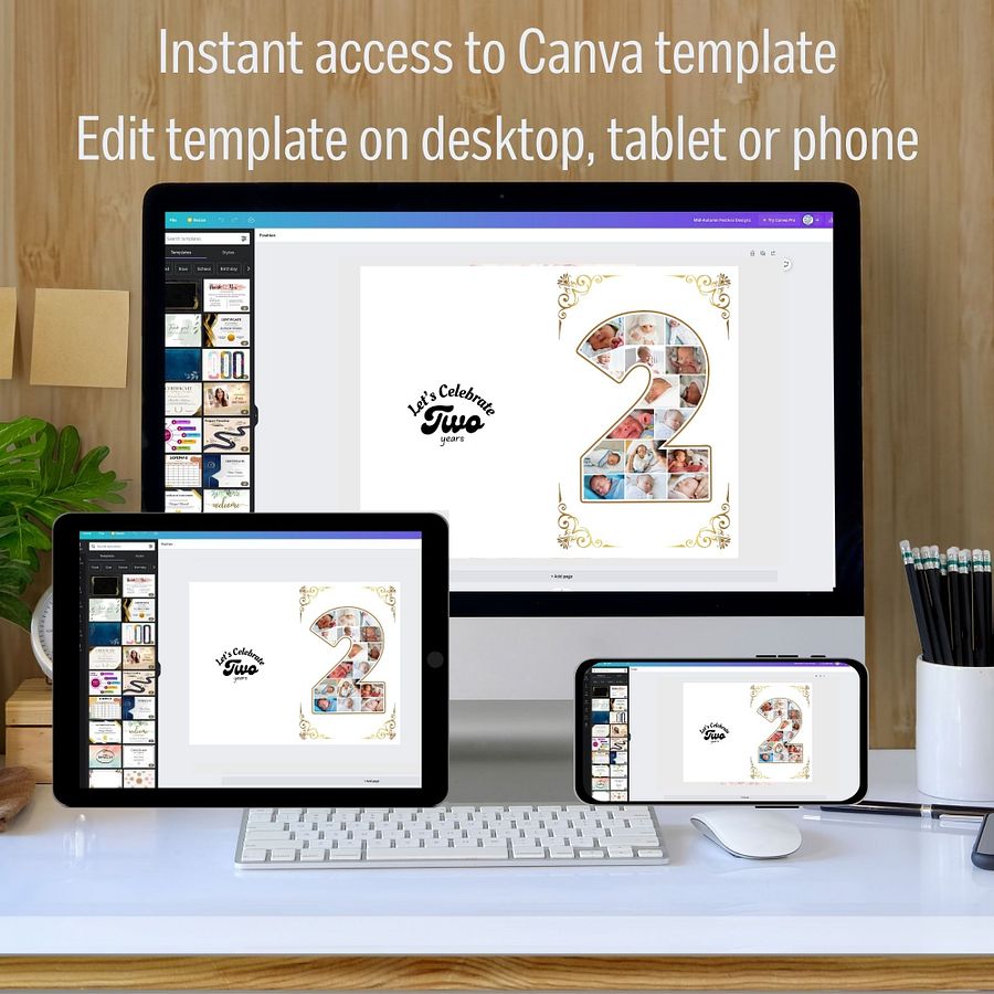 Two Year Celebration Card Photo Collage Canva Template product image (4)