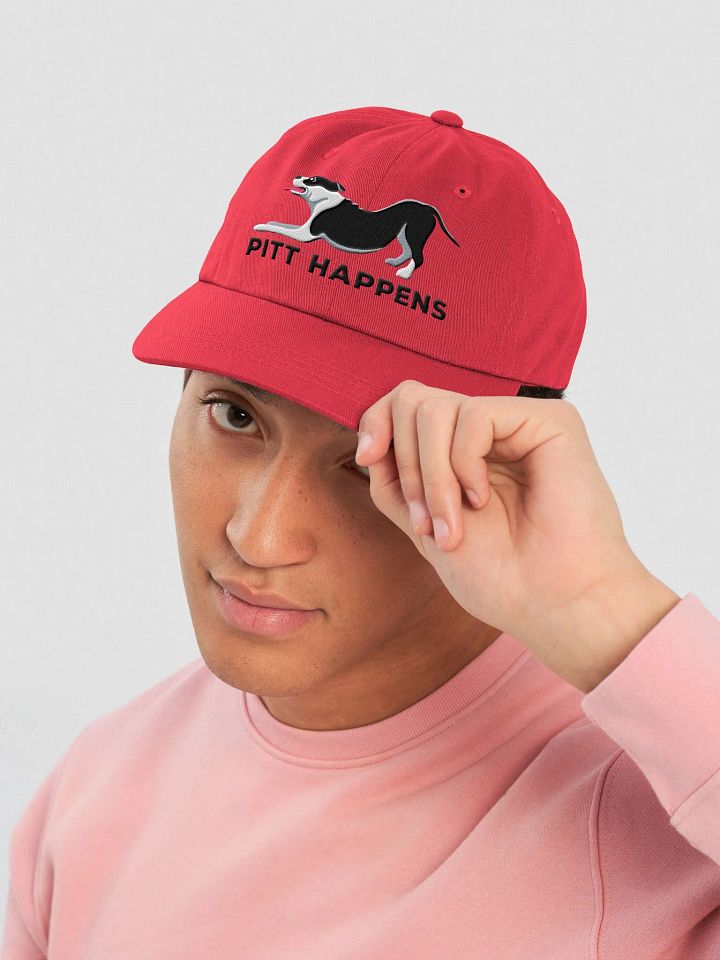 Pitt Happens Classic Dad Hat(Embroidered) of a Pitbull Terrier(Black) product image (2)