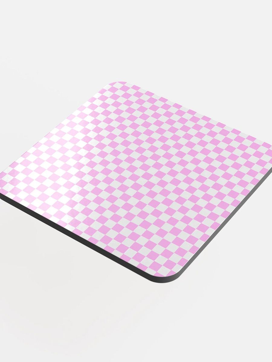 Checkers! Pastel Pink and White Checkered Cork Coaster product image (4)
