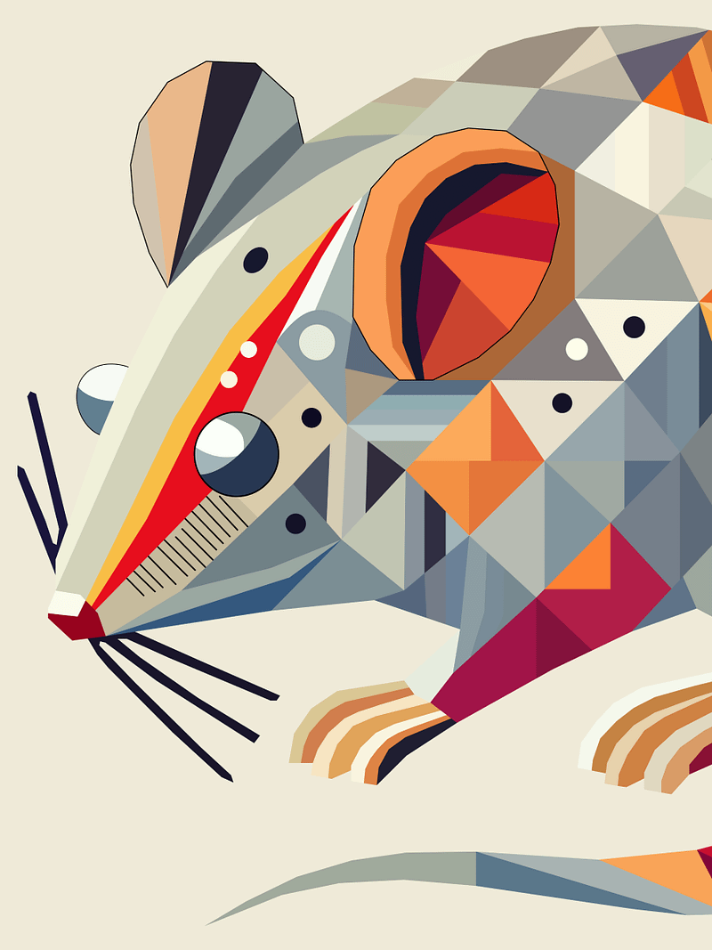 Free Geometric Mouse PNG Art - Transparent Background, Low Poly Rodent Illustration
