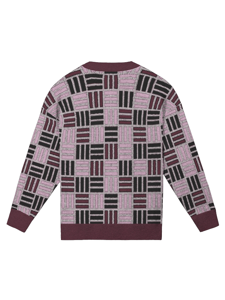 Kanji of LOVE set on Sangokuzushi pattern in Fall Equinox colors of Enso Twilight Relaxed Fit Jacquard Knitted Sweater product image (2)