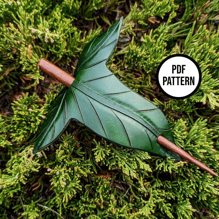 Leather Mallorn Leaf Hair Stick - PDF Pattern for Leatherwork product image (2)