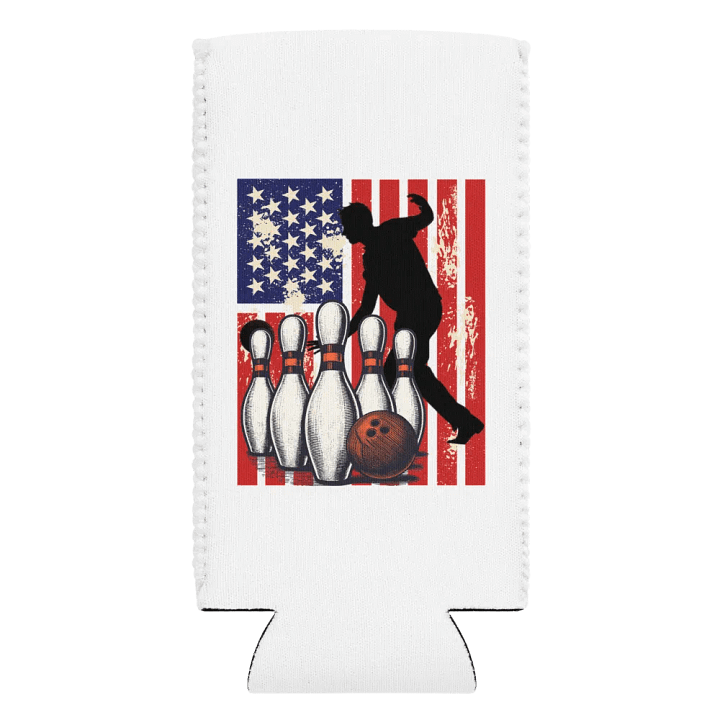 Flag American Bowling Stars & Strikes Can Cooler product image (2)