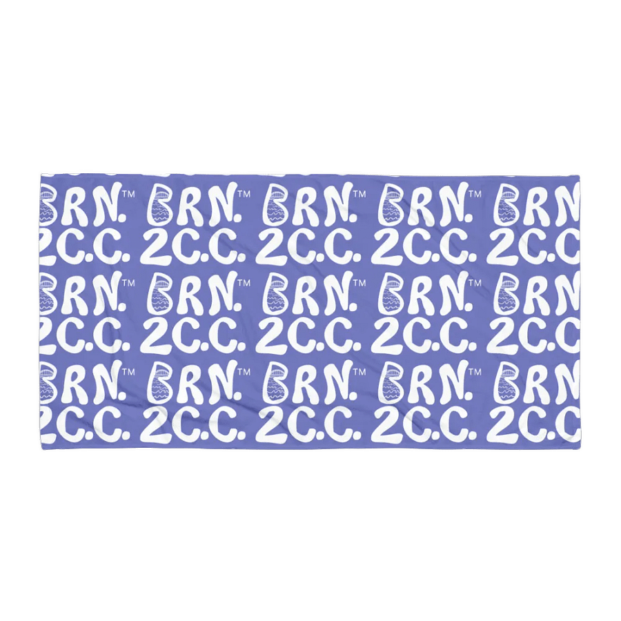 BRN.2C.C.™ | Coastal Classic Beach Towel | All-Over Logo Print | Vibrant Colors for Salty Souls | White Logo on Slate Blue product image (1)