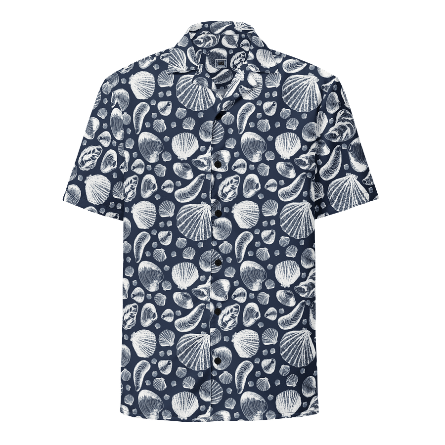 Men's | New England Tidal Treasures | White on Navy | Hawaiian Shirt | Vibrant Coastal Style product image (1)