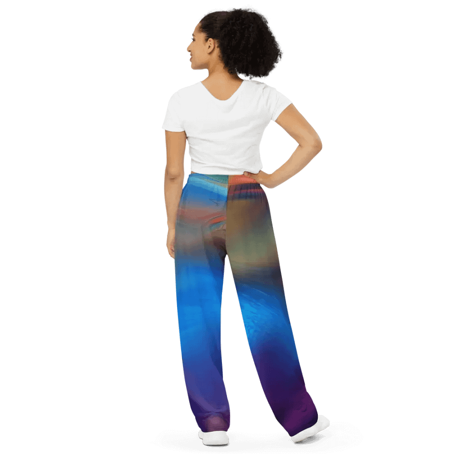 Rainbow Colorful Pattern Unisex Wide Leg Pants | Colorful Pants product image (5)