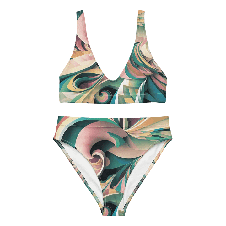 Abstract Lithographic Pattern Design High Waisted Bikini - V6 product image (2)