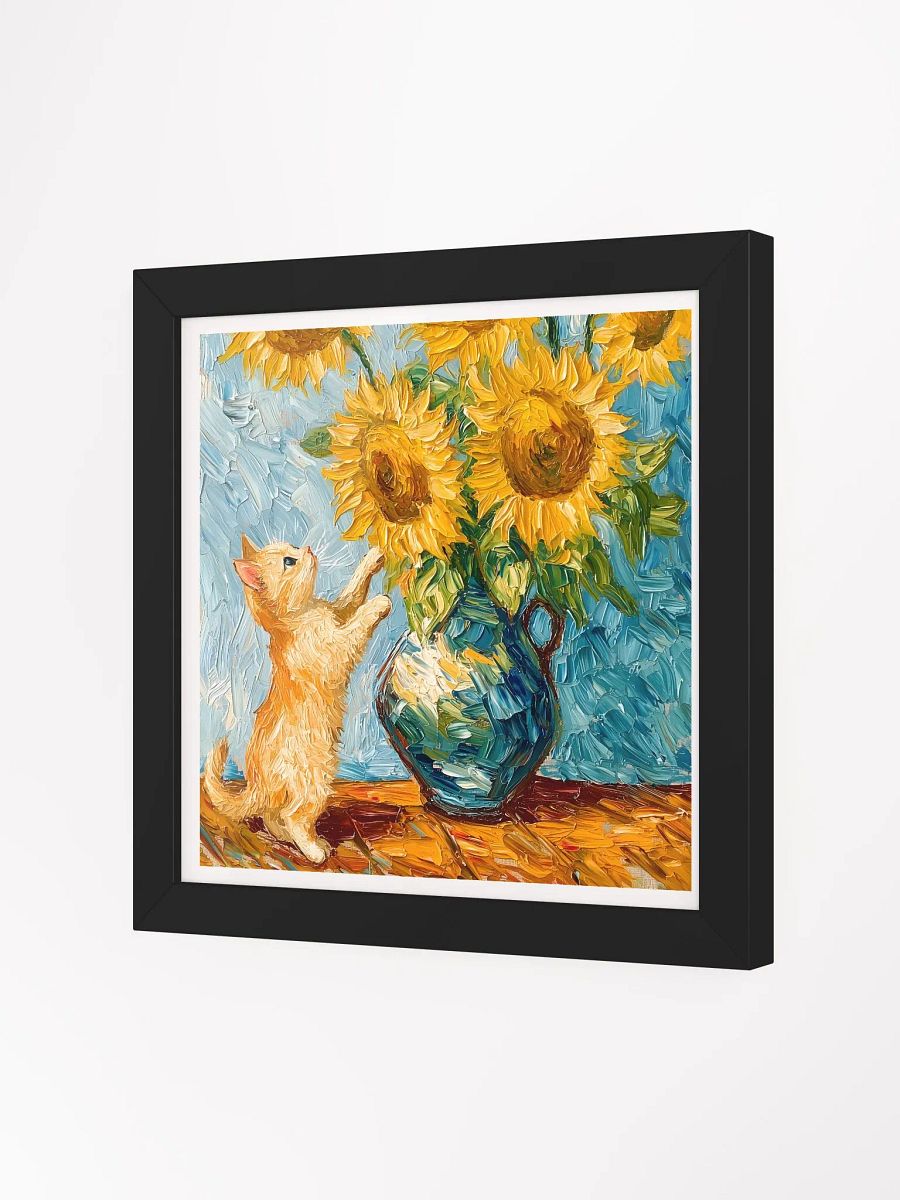 Curious Cat and Sunflowers Framed Poster Art product image (18)
