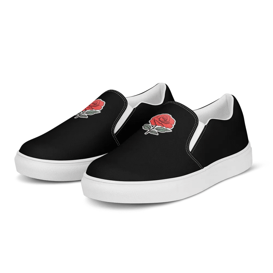 Red Rose Black Women's Canvas Slip-Ons product image (10)