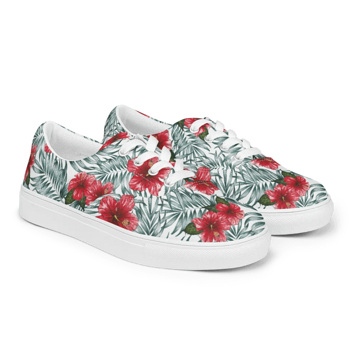 Hibiscus Leaf Design | Men's Lace-Up Canvas Shoes product image (2)