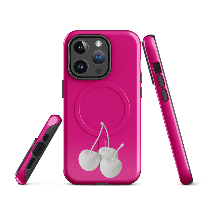 Magenta White Cherry Cherry Cherries MagSafe® Tough iPhone® Case product image (2)