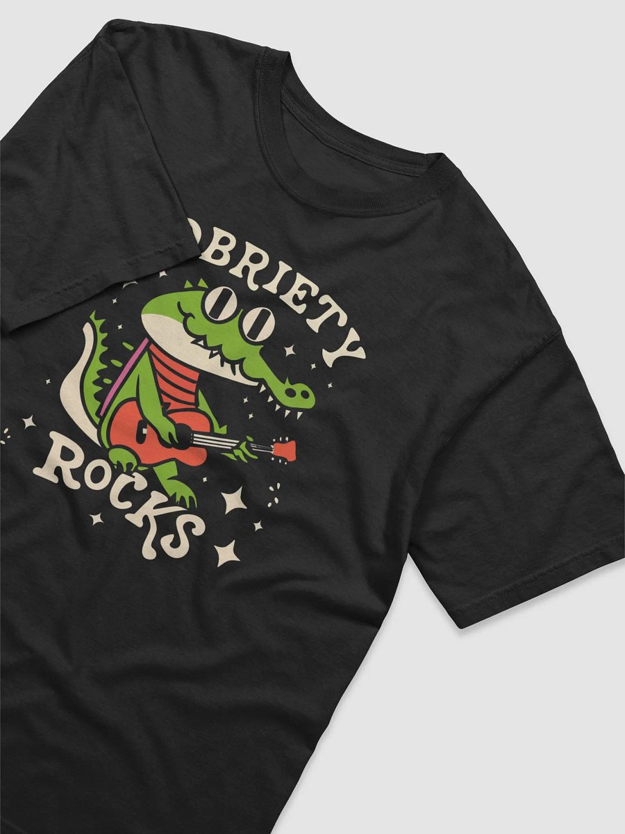 Sobriety Rocks Retro Crocodile Playing Guitar T-Shirt product image (7)