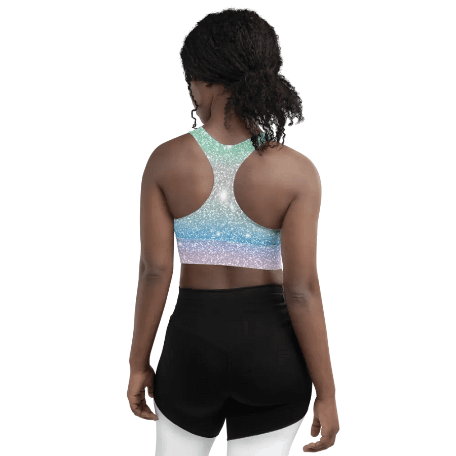 Glitter Unicorn Texture Design Longline Sports Bra - 9 product image (5)