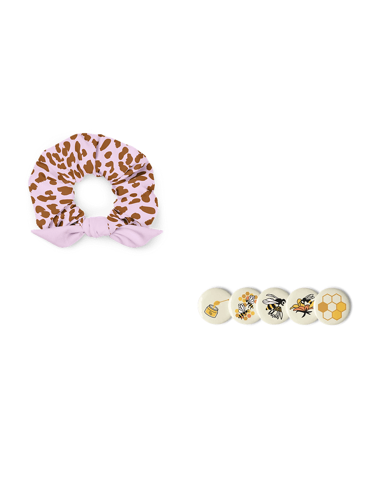 Honeycomb Delight Pin + Wild Blush Leopard Scrunchie Bundle | Trendy Fashion Gift Set product image (1)